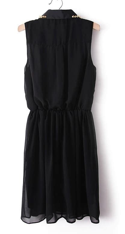 Black Sleeveless Beading Embellished Dress Sheinsheinside