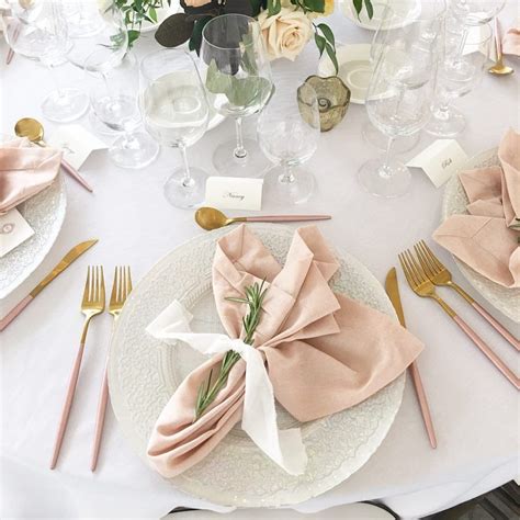 Table Napkin Inspo Colour Palette And Greenery With Ribbon Pink