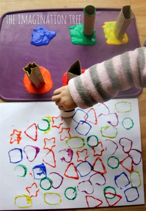 Toddler Art Printing With Shape Tubes Imagination Tree Toddler Arts