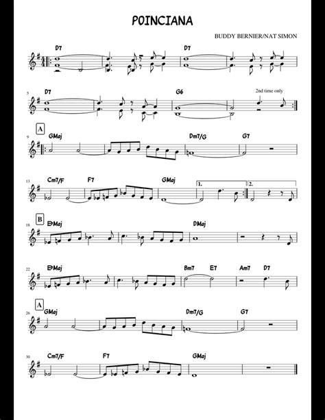 poinciana sheet music for piano download free in pdf or midi