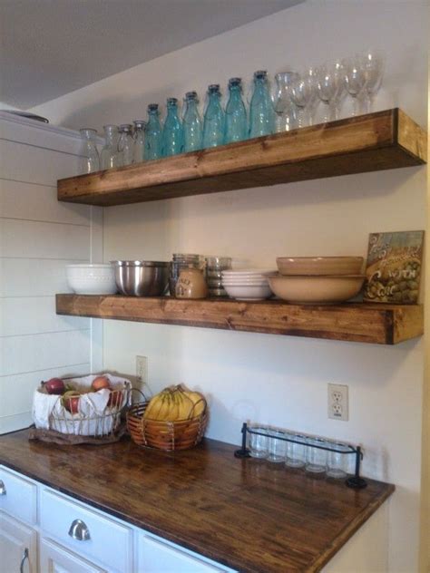 Diy Thick Reclaimed Wood Floating Shelves In The Kitchen Love