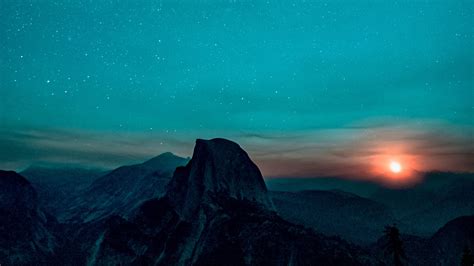 Starry Sky With Mountains And Sunrise 3840 X 2160 Rwallpaper