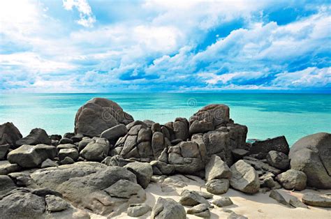 Big Rocks On The Seashore Stock Image Image Of Black 37155603