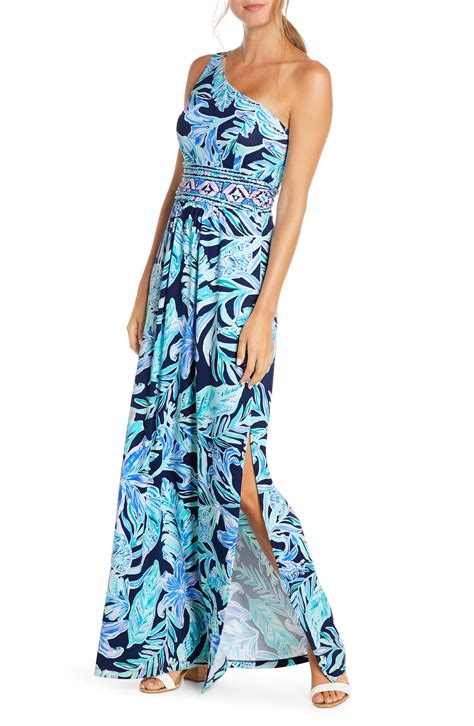 Lilly Pulitzer Lilly Pulitzer Malia One Shoulder Maxi Dress In Blue Lyst