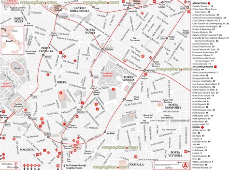Map Of Milan Italy Tourist Attractions Tourist Destination In The World