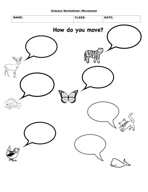 How Animals Move Science Worksheets Free Kindergarten Worksheets