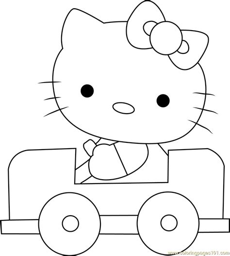 ⭐ free printable hello kitty coloring book. Hello Kitty Driving a Car Coloring Page - Free Hello Kitty ...