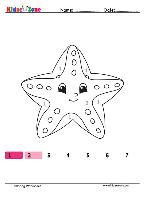 Starfish Coloring Fun Worksheet Kidzezone
