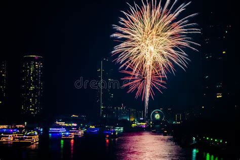 Fireworks To Celebrate The Festival Of New Year At Bangkok Thailand