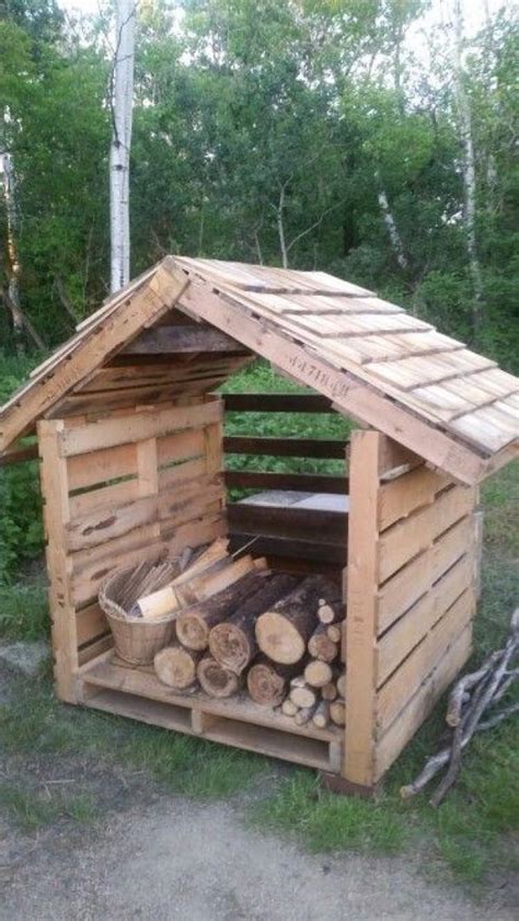Pallet Wood Shed Outdoorwood Outdoor Firewood Rack Firewood Storage