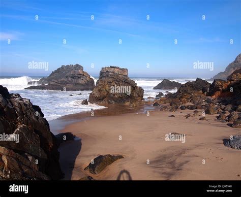 Praia Da Adraga Colares Sintra Lisbon District Portugal Stock Photo