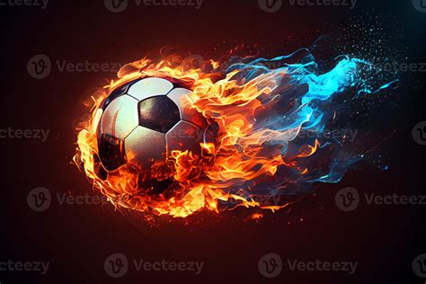 Football On Fire Flying On Bright Background Generate Ai 22628526