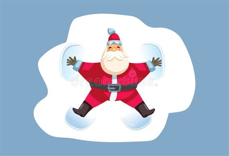 Cheerful Celebrating Santa Claus Making A Snow Angel Vector Cartoon