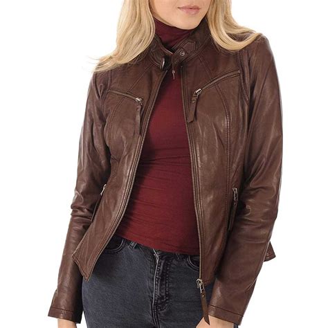 Brown Leather Bomber Jacket For Women Jacket Empire