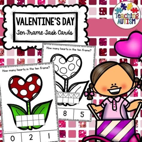 Ten Frame Task Cards Valentines Day Teaching Autism