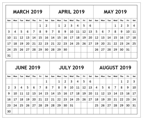 6 Month Printable Calendar Printable Word Searches