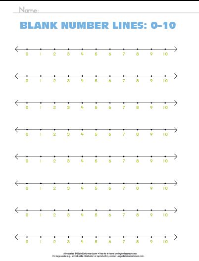 Numberline10 Number Line Printable Worksheets Math