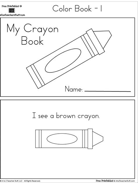 Crayon Colors Printable Book With 6 Pages Free Preschool Color