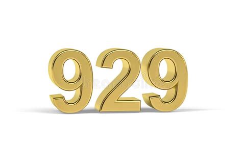 Golden 3d Number 929 Year 929 Isolated On White Background Stock