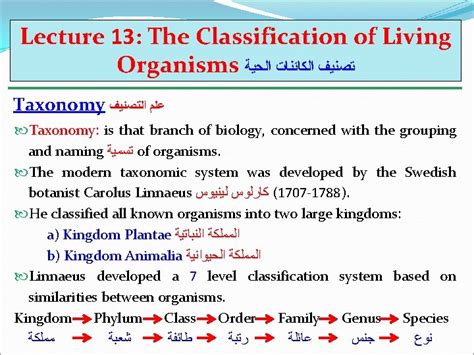 Lecture 13 The Classification Of Living Organisms Taxonomy