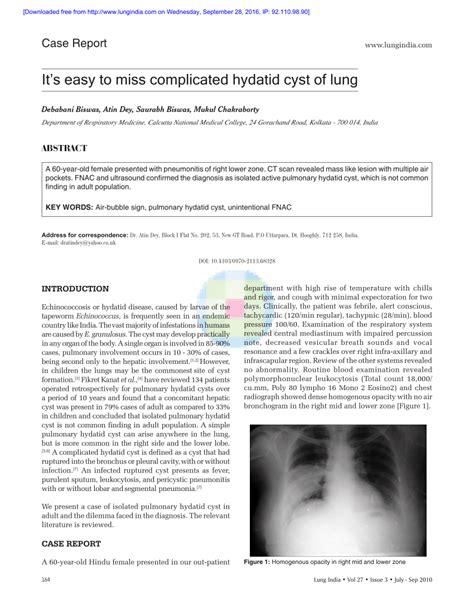 Pdf Its Easy To Miss Complicated Hydatid Cyst Of Lung