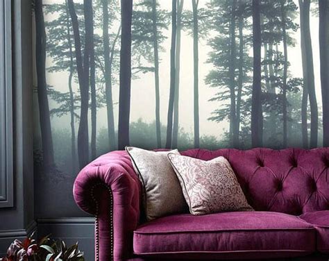 Misty Forest Scene Mural Mountain Forests Mural Forest Haze Etsy