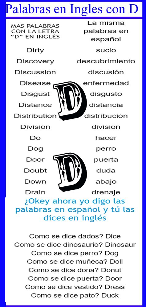 Palabras En Inglés Con D Letra D Letra U Palabras En Inglés Con D