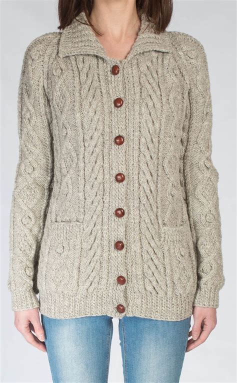 Clan Ladies Luxury Hand Knitted Aran Cardigan Ness Ladies