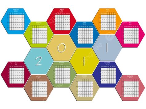 Hexagonal Calendar 2011 Spring Date Calender Vector Spring Date