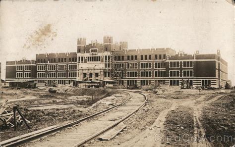 Hibbing High School Under Construction Minnesota Postcard