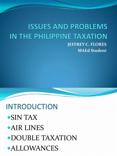 Issues And Problems In The Philippine Taxation Pdf Tax Exemption