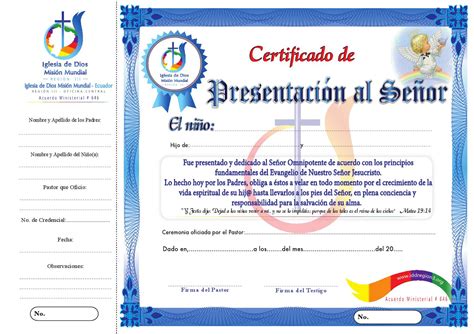 Collection of Certificados De Presentacion Para Ninos Cristianos
