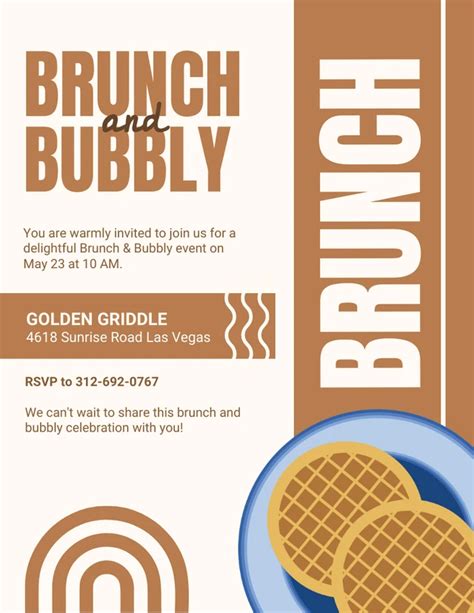 Brown Modern Playful Illustration Pancake Brunch Invitation Venngage