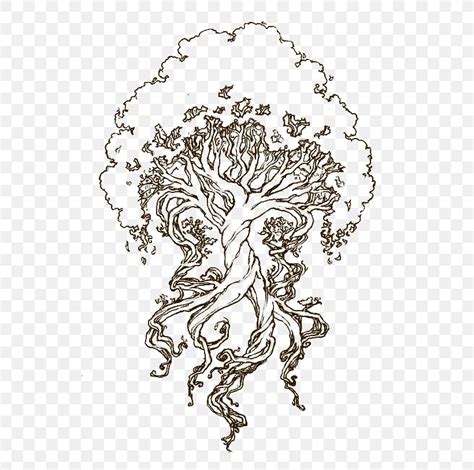 Yggdrasil Drawing Sketch Coloring Book Tree Of Life Png 564x814px