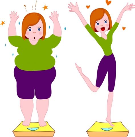 Weight Loss Advertising Fat Slim Woman Icons Vector People Free Vector