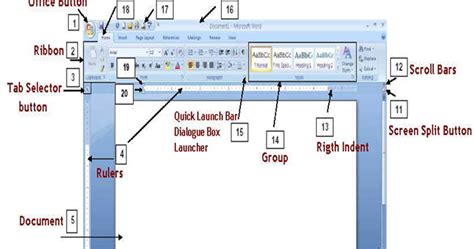 Mr Homework Parts Of The Microsoft Word 2007 Screen And Their Functions