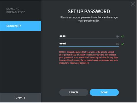 Samsung Portable Ssd T7 Set Up Password Manuals