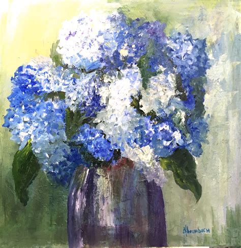 Hydrangeas Painting On Canvas Original Hand Painted Floral Etsy