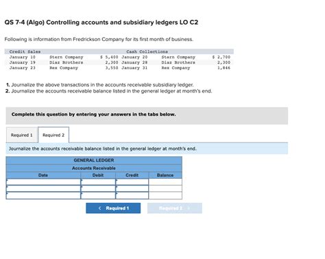 Solved QS Algo Controlling Accounts And Subsidiary Chegg Com