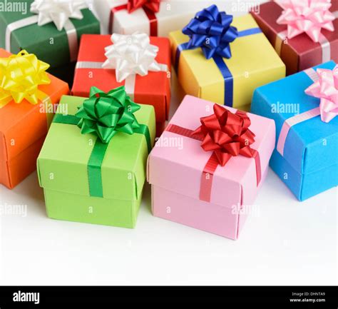 Multi Color Gift Boxes Isolated On White Background Stock Photo Alamy