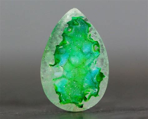 Green Quartz Geode Stone Cabochon Crystal Druzy Drusy Make