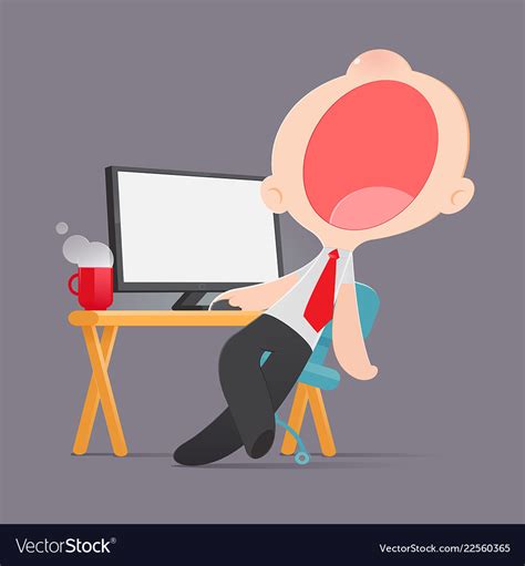 Lazy Man Disinterested In Boring Routine Bored Vector Image