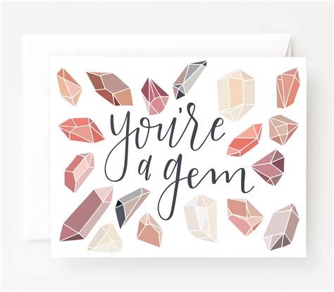 Youre A Gem Card Set Of 8 Illustrated Thank You And Etsy