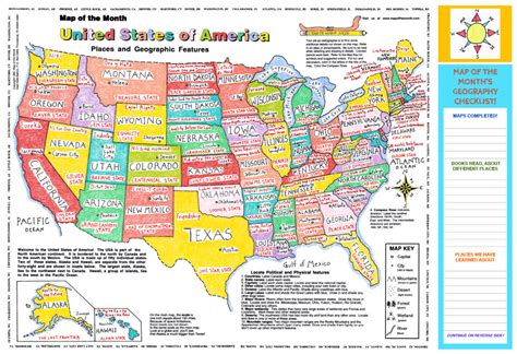 Usa Placemat Map Full Color Water Resistant