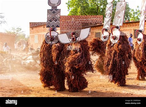 Dances With Nwantantay Masks Of Bwa People Burkina Faso Stock Photo
