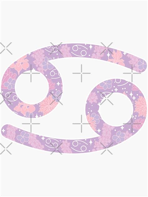 Cancer Zodiac Floral Pattern Purple Sticker For Sale By