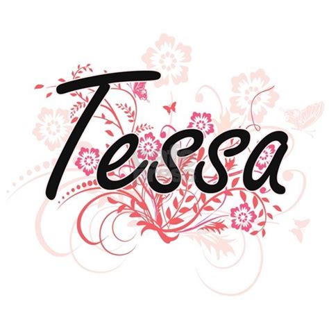 Tessa Artistic Name Design With Flowers Rectangle Magnet Tessa Artistic