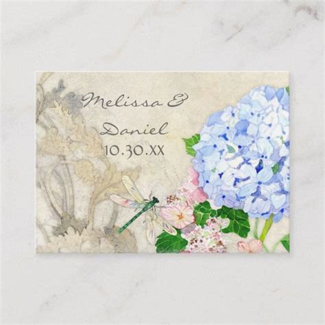 English Garden Blue N Pink Hydrangeas Watercolor Enclosure Card