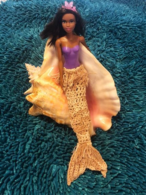 barbie doll crochet bohemian mermaid tail with fringe etsy crochet mermaid tail mermaid