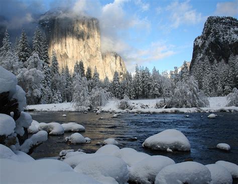 Merced River And El Capitan Winter Yosemite National Park Photograph